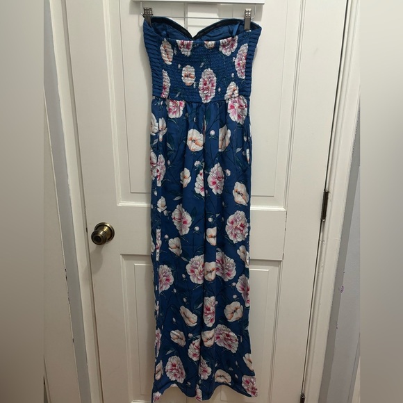 Band of gypsies Boho Peony Print Strapless Jumpsuit S - Picture 5 of 7